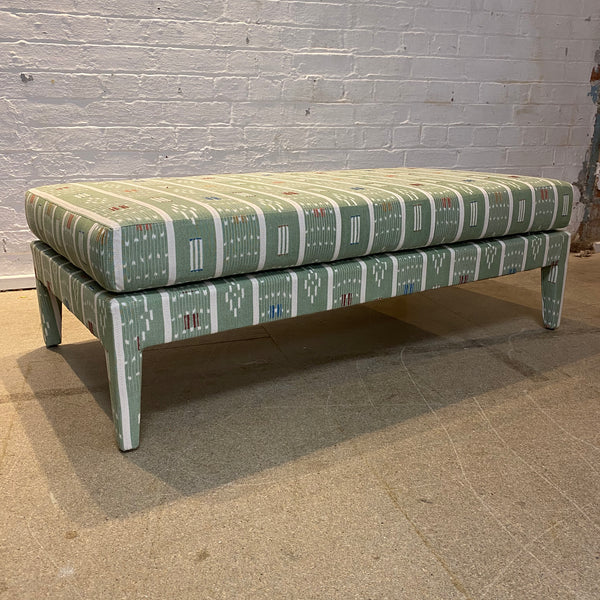 Honey Lux ottoman in Sanderson Safar