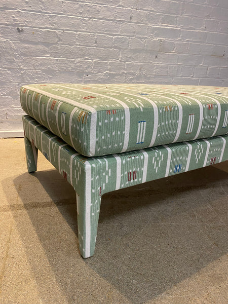 Honey Lux ottoman in Sanderson Safar