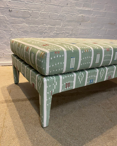 Honey Lux ottoman in Sanderson Safar