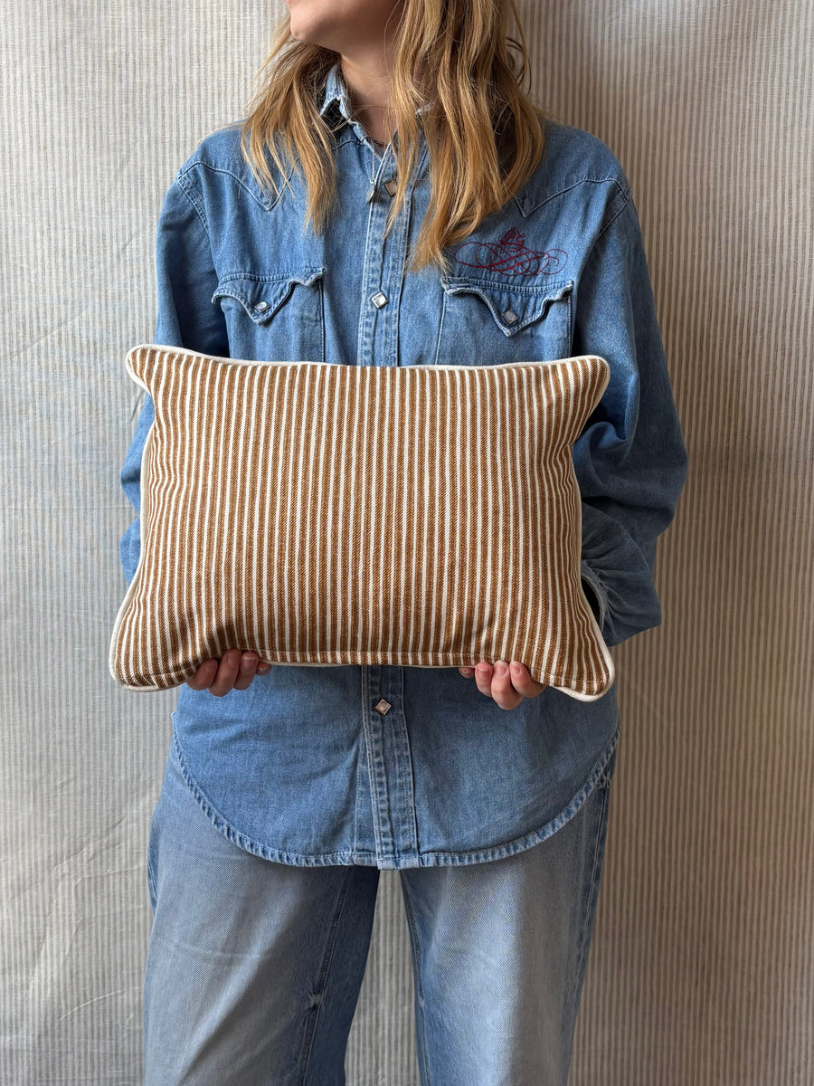 Fermoie, poulton stripe in brown Lumbar cushion 30 x 40cm