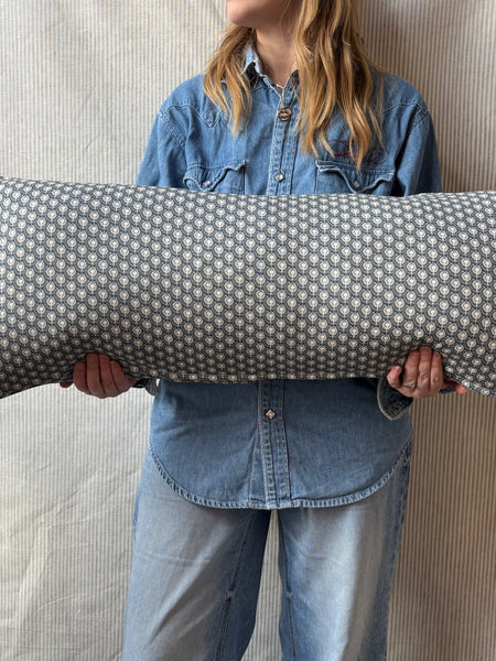 Bolster Cushion 90x35cm in Liberty, scallop spot in blue
