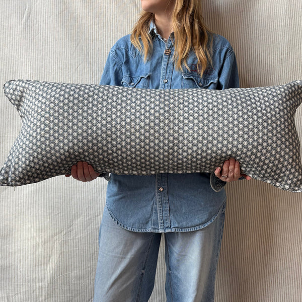 Bolster Cushion 90x35cm in Liberty, scallop spot in blue