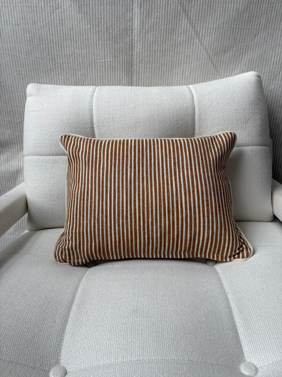 Fermoie, poulton stripe in brown Lumbar cushion 30 x 40cm