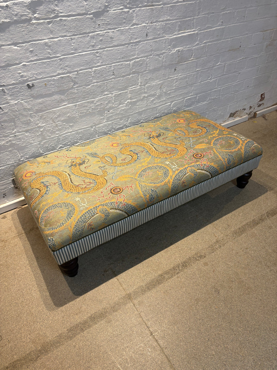 Bryher ottoman in Schumacher Serpentine dragon multi