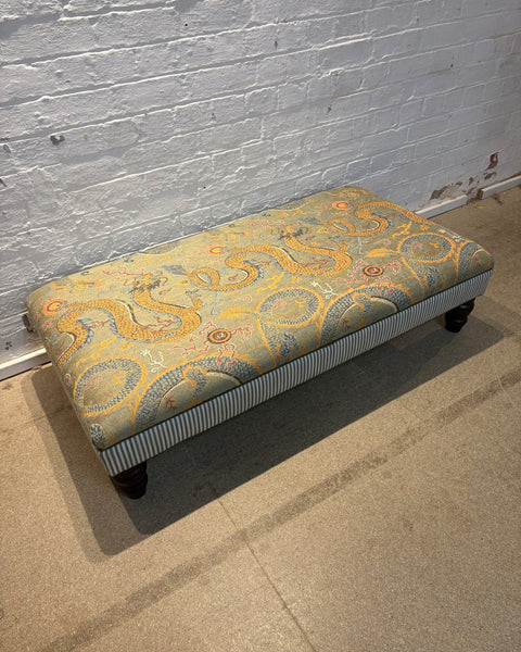Bryher ottoman in Schumacher Serpentine dragon multi