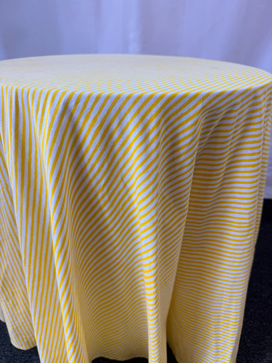 Claire Easy Table & Tablecloth Combo | Yellow Stripe