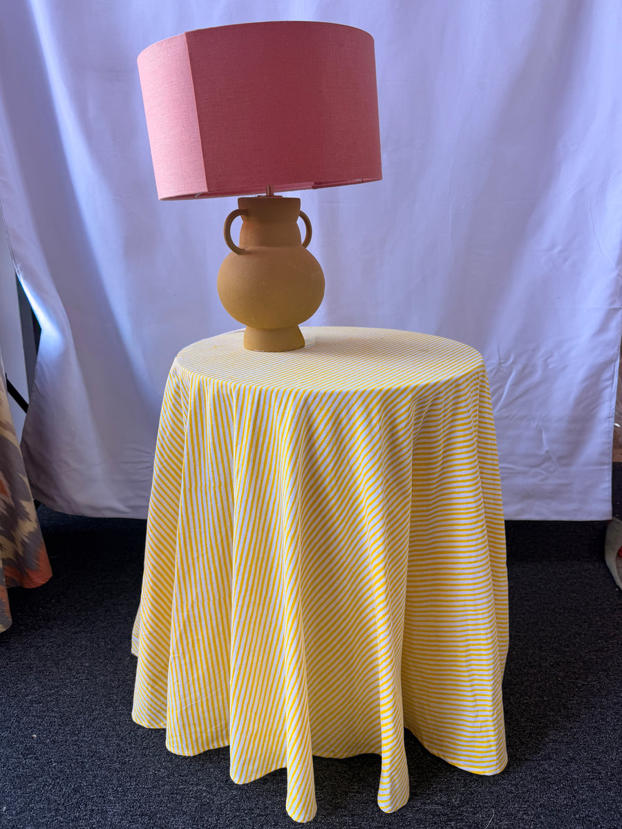 Claire Easy Table & Tablecloth Combo | Yellow Stripe