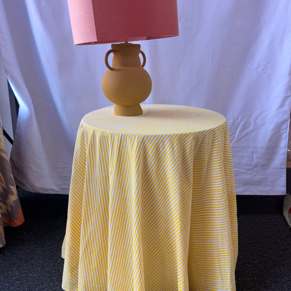 Claire Easy Table & Tablecloth Combo | Yellow Stripe