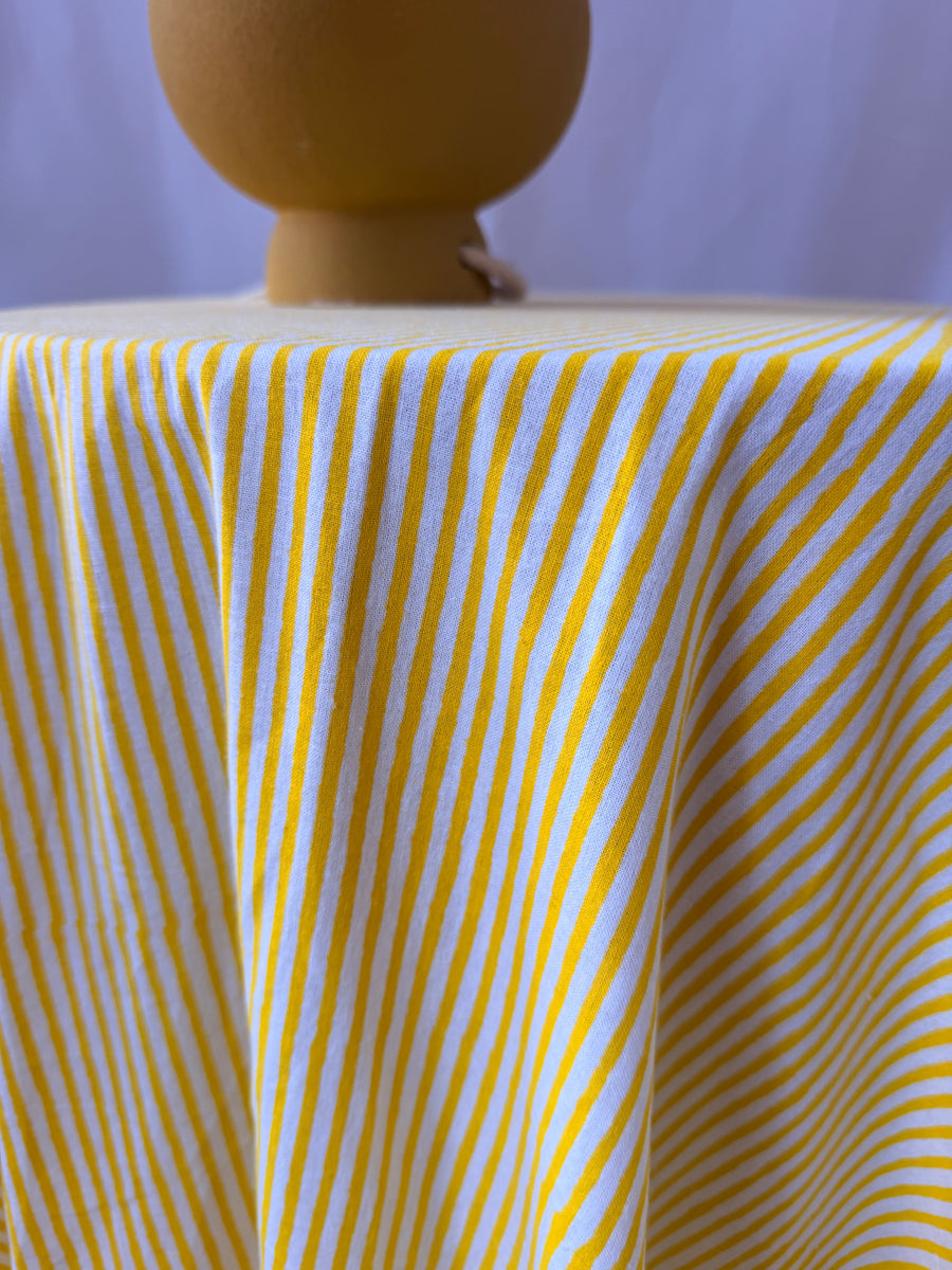 Claire Easy Table & Tablecloth Combo | Yellow Stripe
