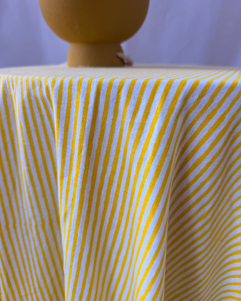 Claire Easy Table & Tablecloth Combo | Yellow Stripe