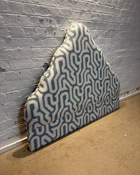 Beckie Double Headboard in Rapture and Wright Albacin flax flower (fits to wall)