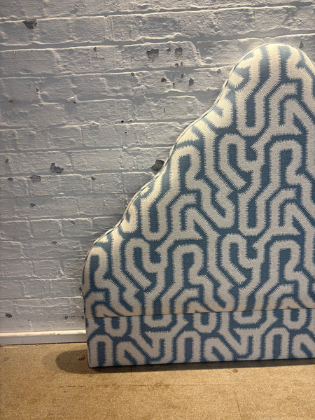 Beckie Double Headboard in Rapture and Wright Albacin flax flower (fits to wall)