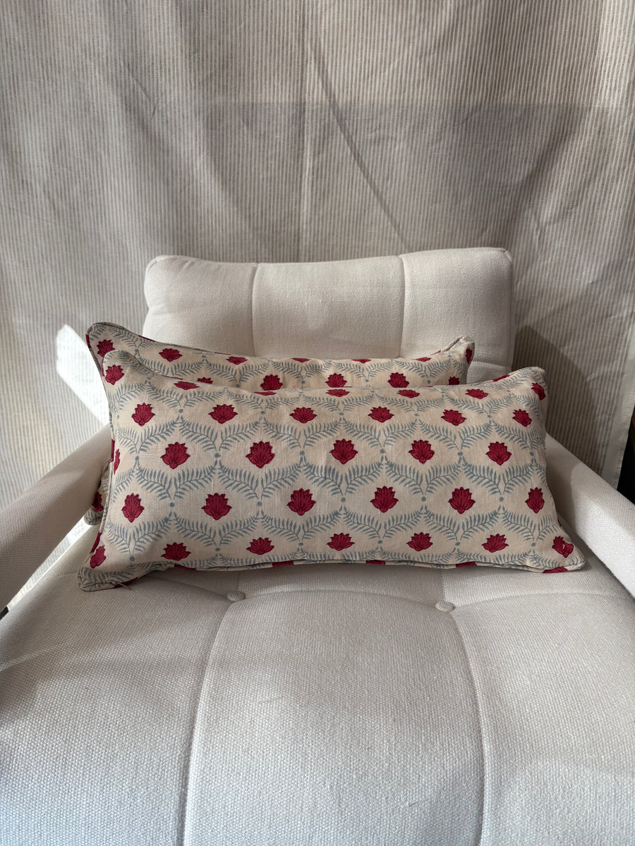 PAIR of mini bolster cushions 60 x 30cm in Alice Palmer, Lotus linen