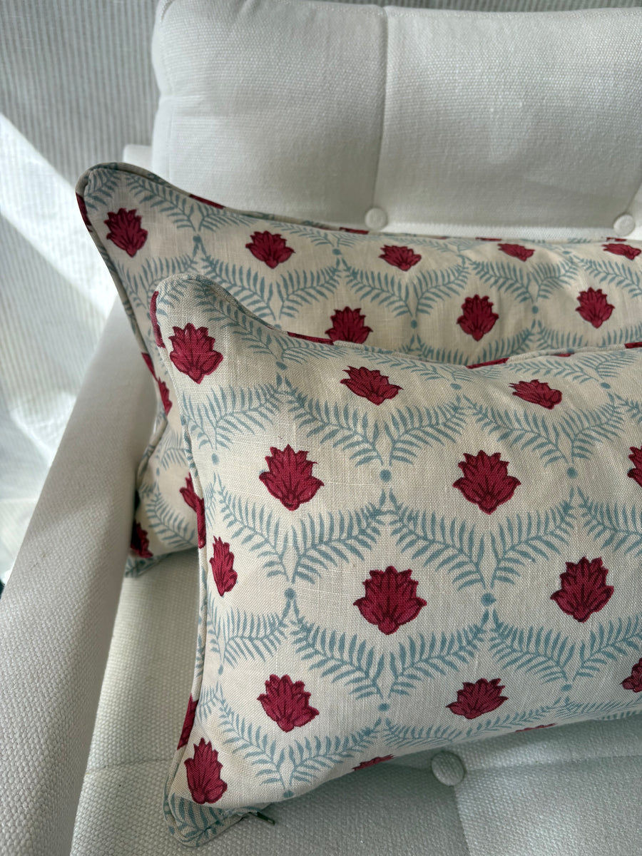 PAIR of mini bolster cushions 60 x 30cm in Alice Palmer, Lotus linen