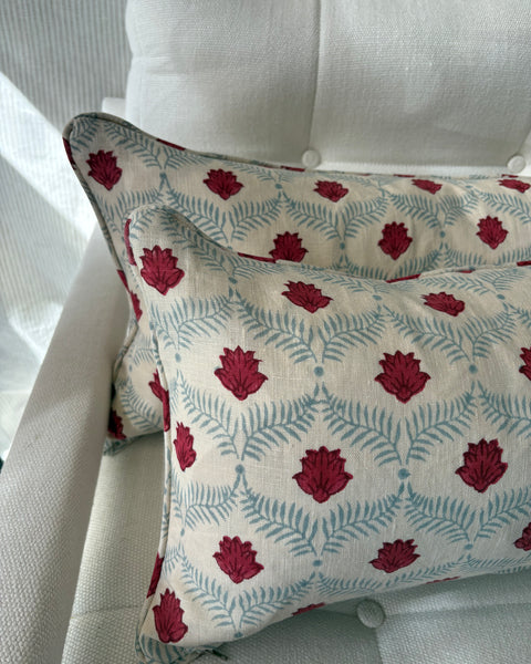 PAIR of mini bolster cushions 60 x 30cm in Alice Palmer, Lotus linen