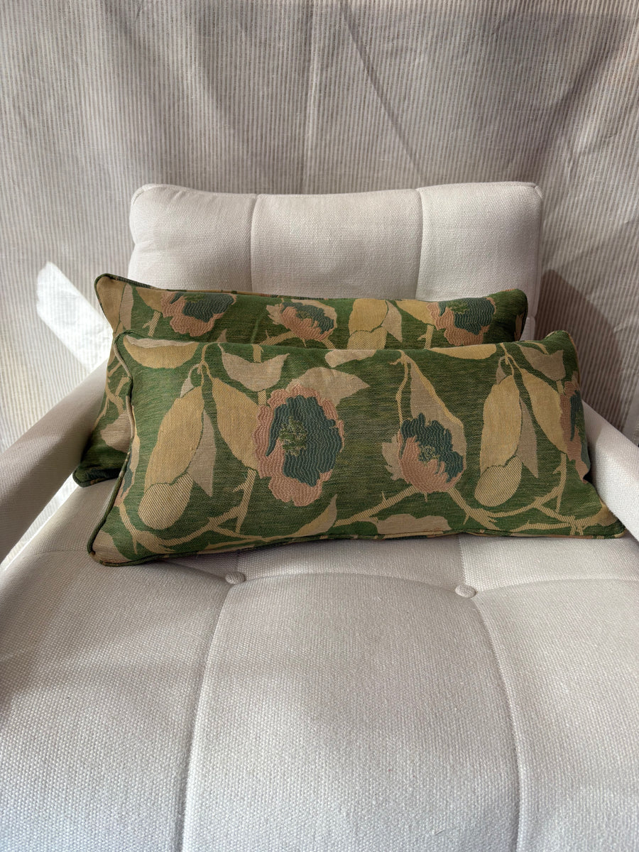 PAIR of mini bolster cushions 60 x 30cm in Nobilis. Virginia in green