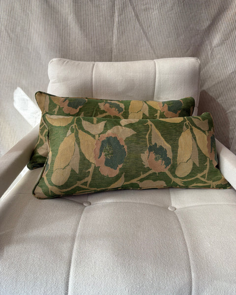 PAIR of mini bolster cushions 60 x 30cm in Nobilis. Virginia in green