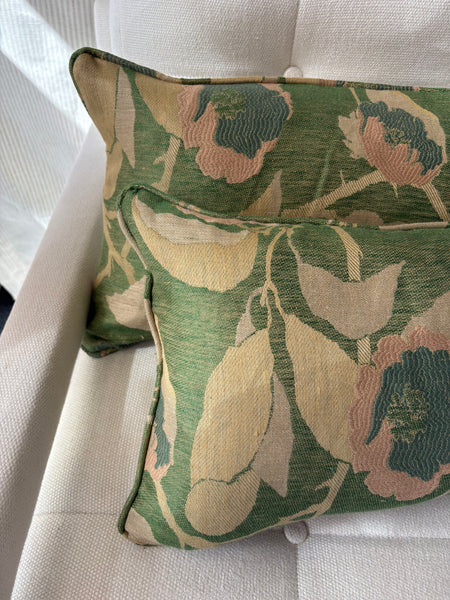 PAIR of mini bolster cushions 60 x 30cm in Nobilis. Virginia in green
