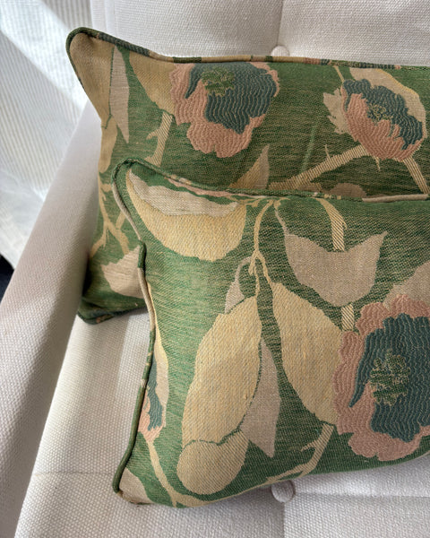 PAIR of mini bolster cushions 60 x 30cm in Nobilis. Virginia in green