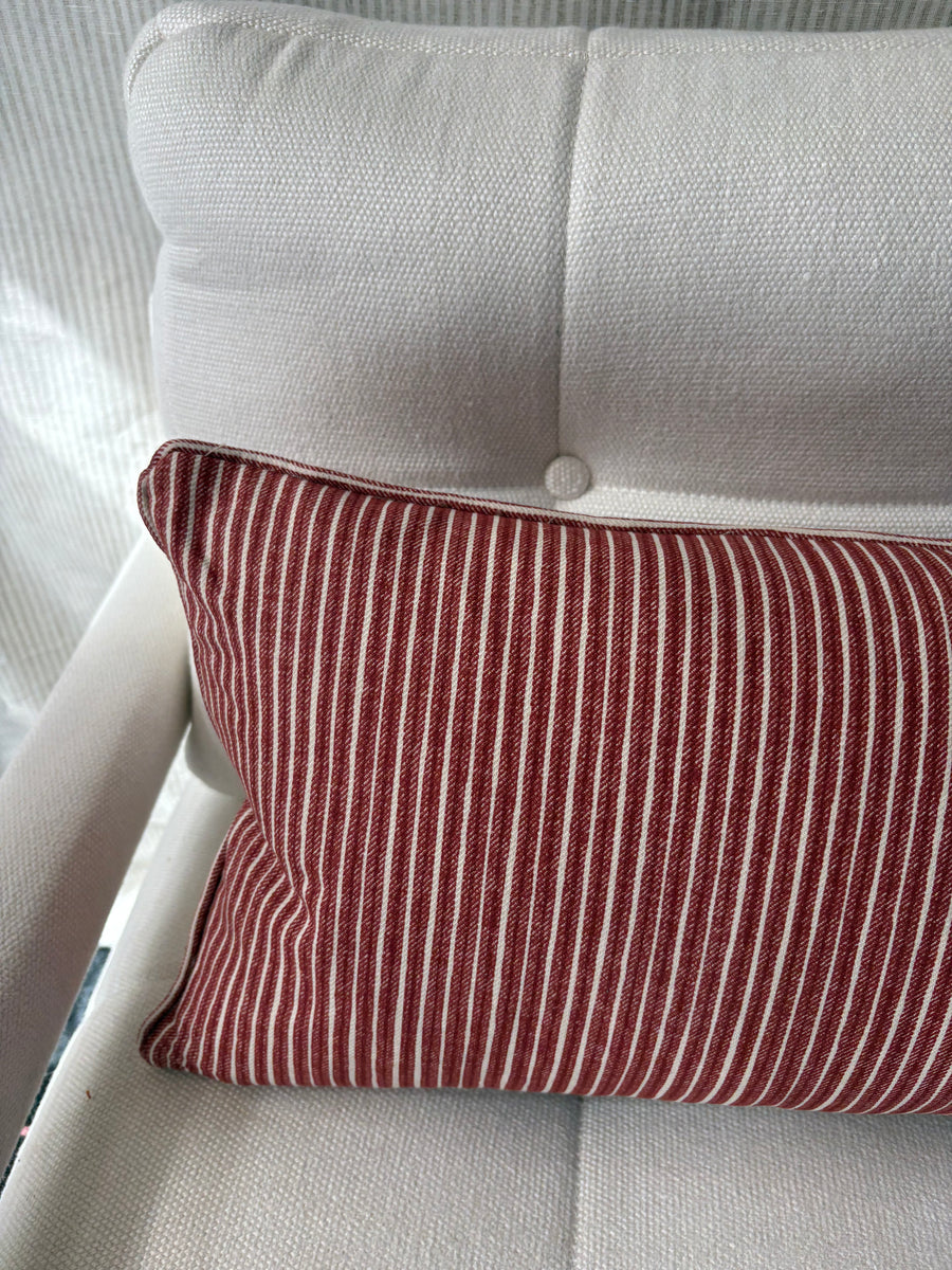 Mini bolster cushion 60 x 30cm in Fermoie, Poulton stripe in red