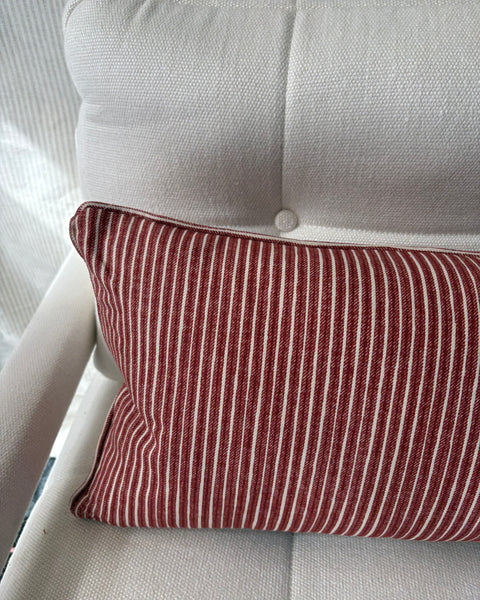 Mini bolster cushion 60 x 30cm in Fermoie, Poulton stripe in red