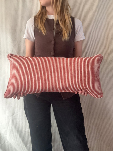 Mini bolster cushion 60 x 30cm in Fermoie, Poulton stripe in red