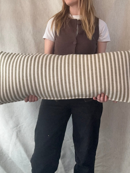 Bolster cushion 90 x 35cm in Tori Murphy, Harbour Stripe wool in Sage