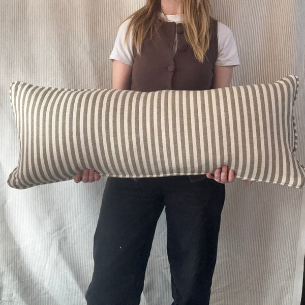Bolster cushion 90 x 35cm in Tori Murphy, Harbour Stripe wool in Sage