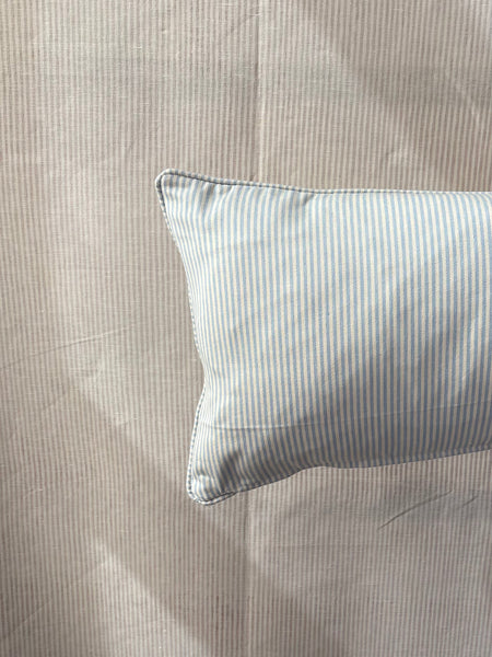 Bolster cushion 90 x 35cm in Studio Ashby, Afua in Olive with Blue stripe back and piping