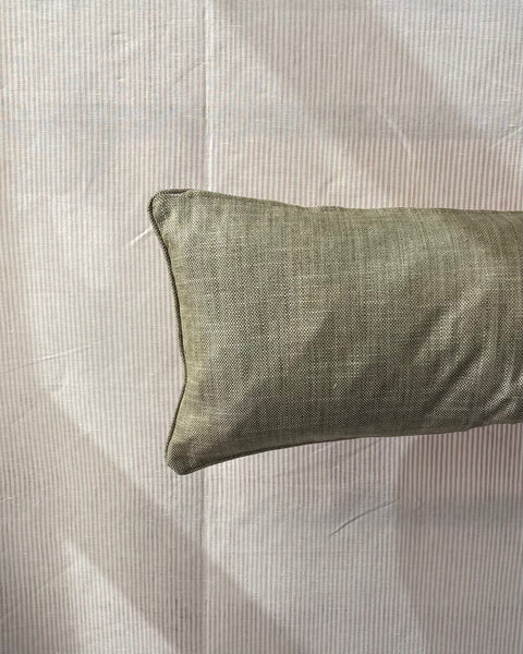 Bolster cushion 90 x 35cm in Carlos Garcia, Antolia verdigris with Green woven back and piping