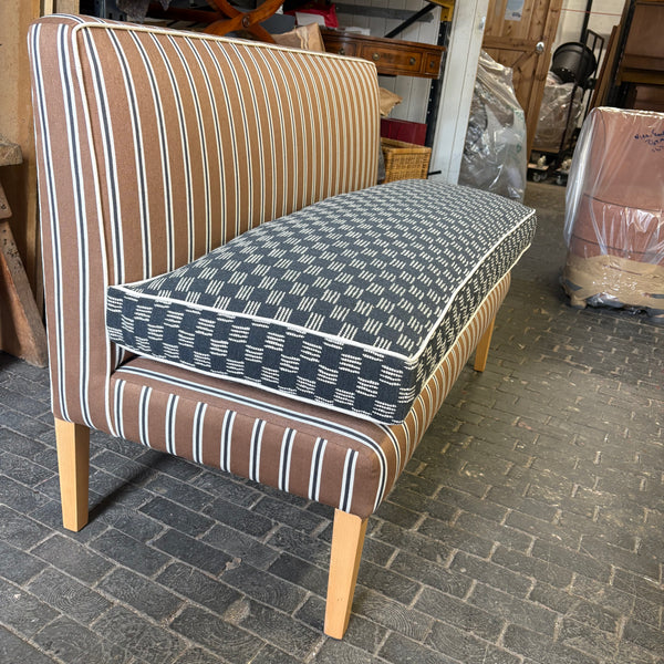 130cm Emily Banquette in Romo, Tiva in Cinnamon and Lee Joffa, Stroll in Charcoal