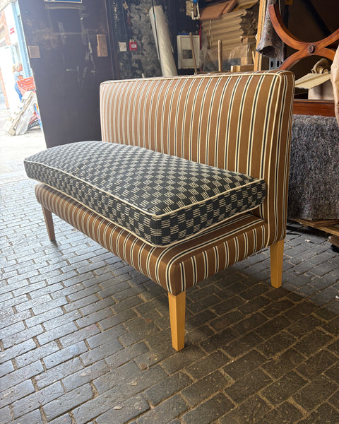 130cm Emily Banquette in Romo, Tiva in Cinnamon and Lee Joffa, Stroll in Charcoal