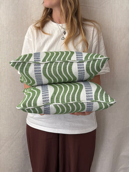 Pair of Lumbar cushions 40 x 30cm in Schumacher, sina stripe