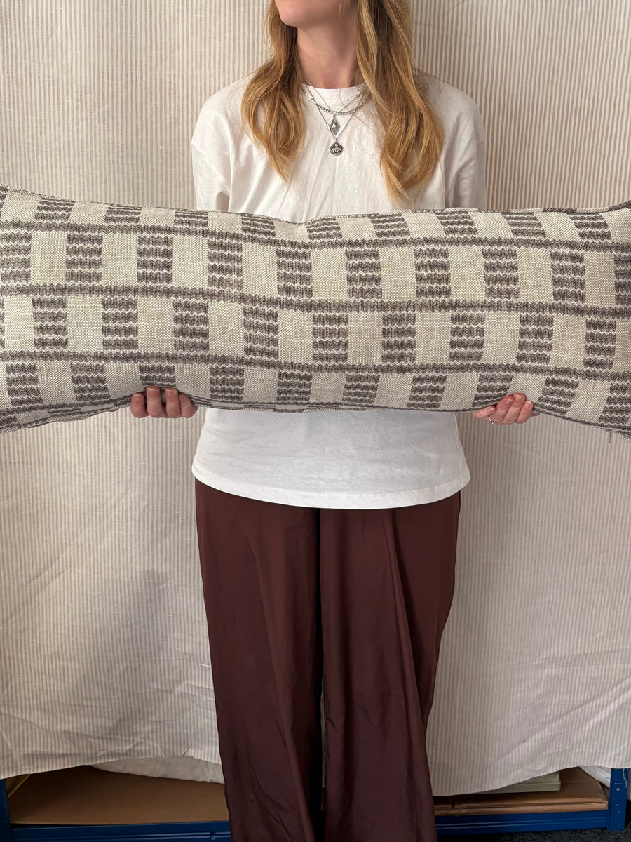 Bolster cushion 90 x 35cm in Fermoie, cove in grey