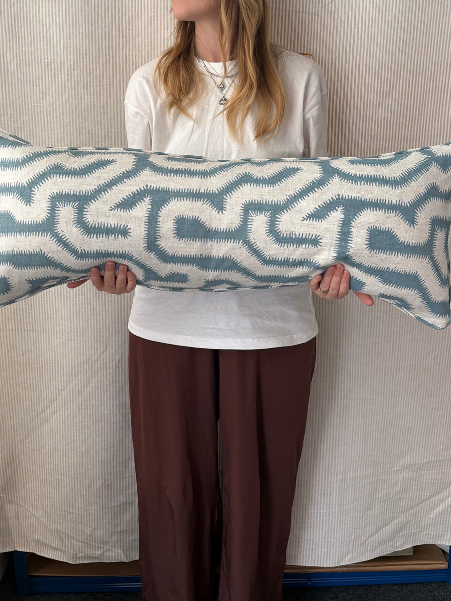 Bolster cushion 90 x 35cm in Rapture and Wright, Albacin in flax flower