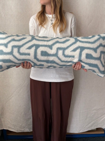 Bolster cushion 90 x 35cm in Rapture and Wright, Albacin in flax flower
