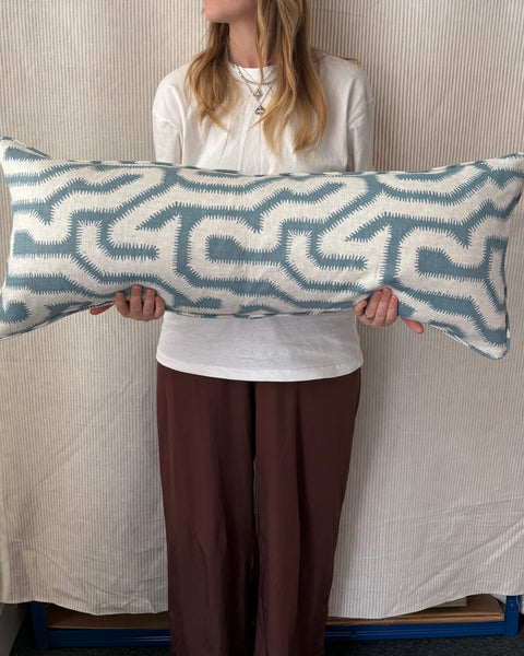 Bolster cushion 90 x 35cm in Rapture and Wright, Albacin in flax flower