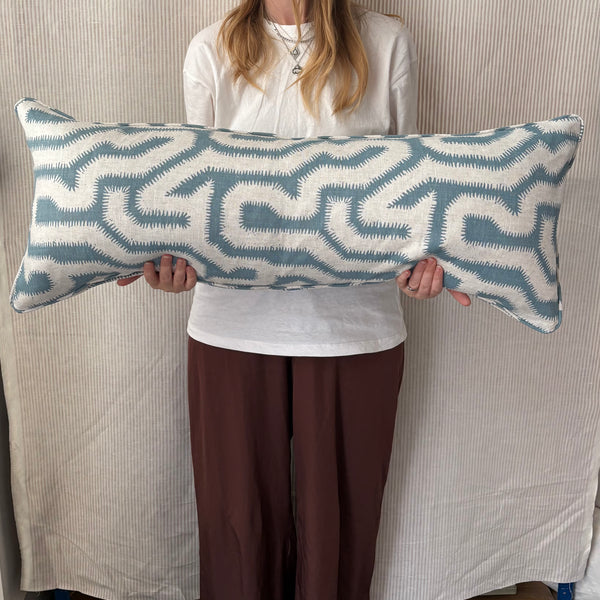 Bolster cushion 90 x 35cm in Rapture and Wright, Albacin in flax flower