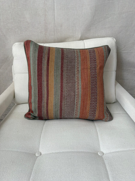 Square cushion 45 x 45cm in Mulberry, Rustic stripe in red/plum
