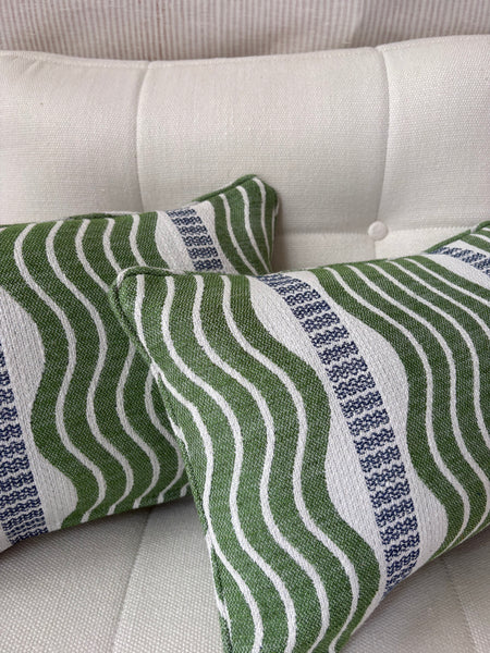 Pair of Lumbar cushions 40 x 30cm in Schumacher, sina stripe