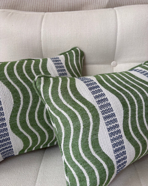 Pair of Lumbar cushions 40 x 30cm in Schumacher, sina stripe