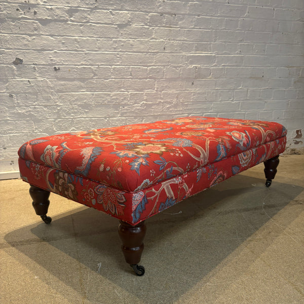 Bryher ottoman in Linwood Kitty Old Red with castors