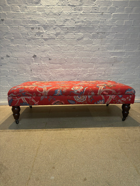 Bryher ottoman in Linwood Kitty Old Red with castors