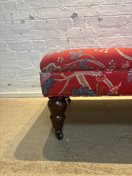 Bryher ottoman in Linwood Kitty Old Red with castors