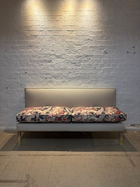 180cm Emily Banquette in Green woven stripe and Linwood Midnight Ramble