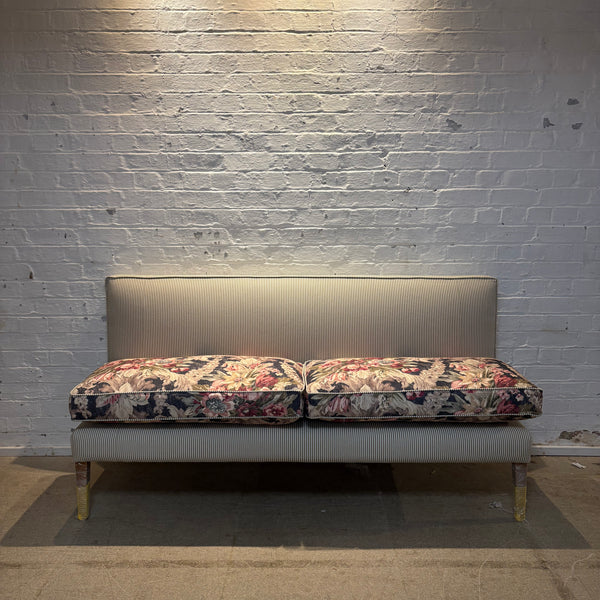 180cm Emily Banquette in Green woven stripe and Linwood Midnight Ramble