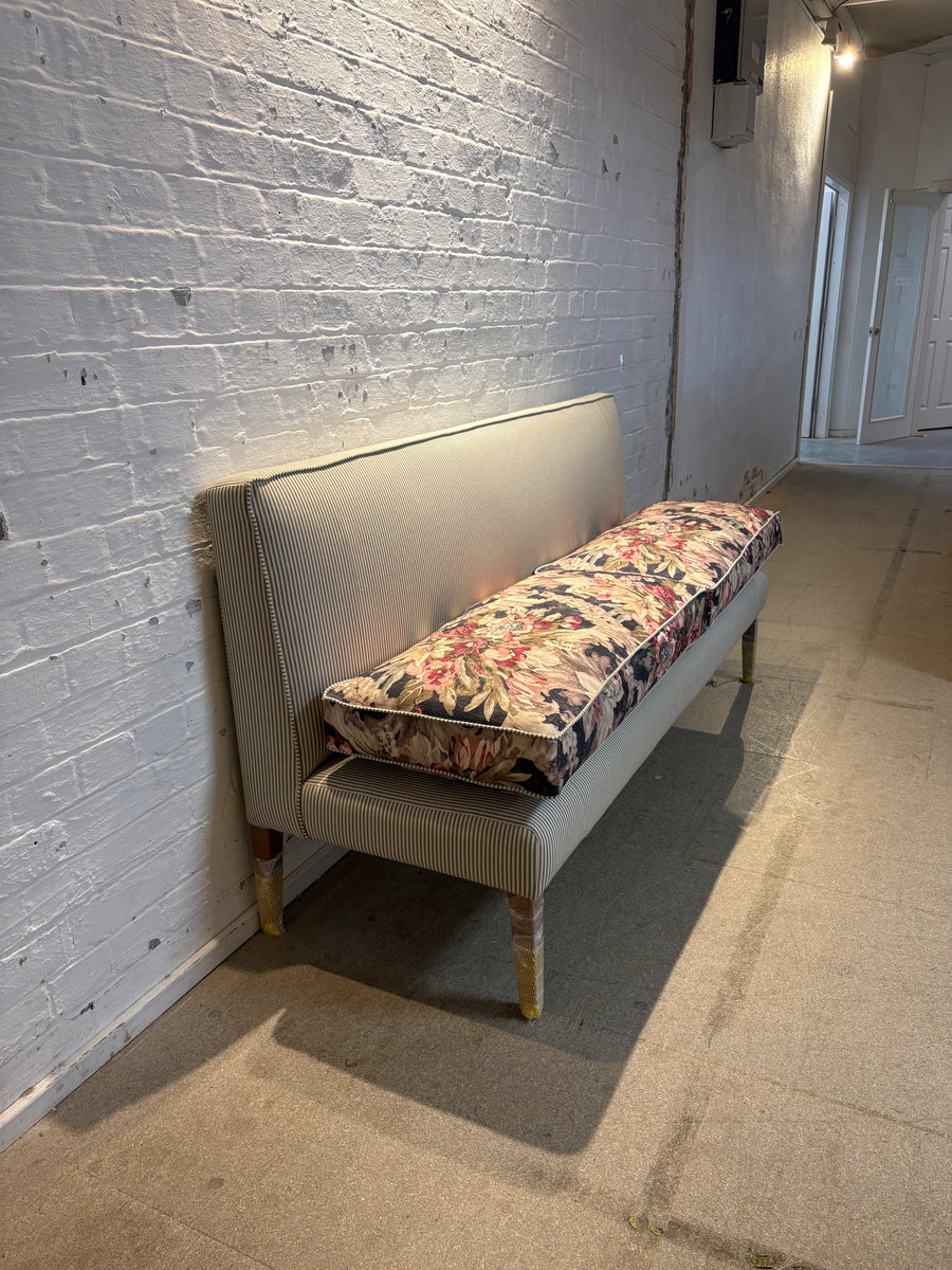 180cm Emily Banquette in Green woven stripe and Linwood Midnight Ramble