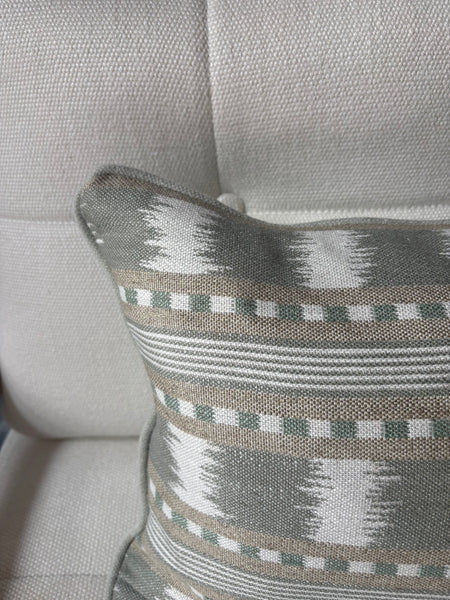 Lumbar cushion in James Hare, Paxton in Green and natural