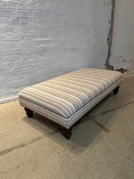 Bryher ottoman in Christopher Farr Japura Coral in Blue piping