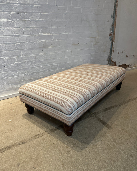 Bryher ottoman in Christopher Farr Japura Coral in Blue piping